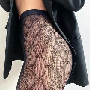 Mature women ultra sexy gg letter printed fishnet tights transparent pantyhose m